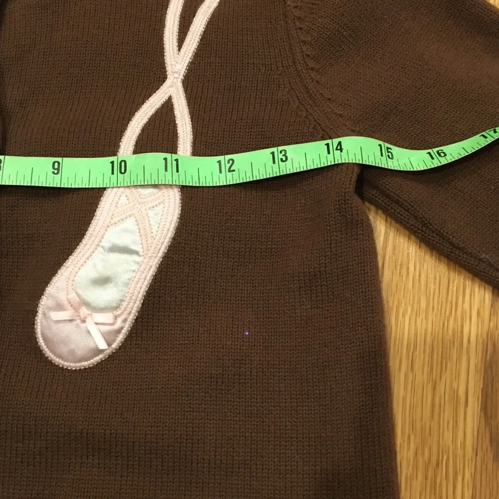 Gymboree Brown Cardigan Sweater pink satin Ballet‎ Slipper appliqué age 6